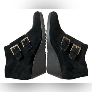 MUNRO Drew Women’s Black Suede Wedge Ankle Boots Bootie Shoes Size 7.5